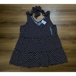 Womens NWT Unique Spectrum Polka Dot Tie Front‎ Sleeveless Top